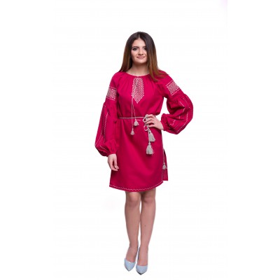 Embroidered Dress"Raspberry"